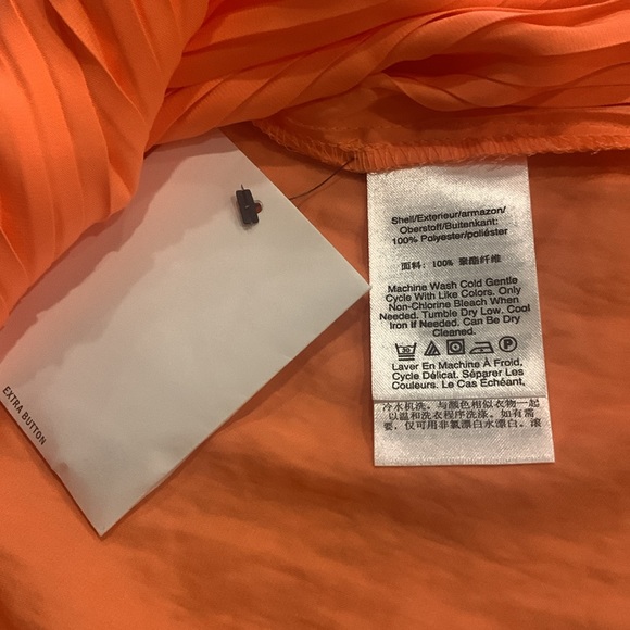 NWT DKNY Pleated Front Orange Sleeveless Blouse Size XL - Picture 5 of 5